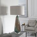 Uttermost Mondrian Light Blue and Rust Art Glass Table Lamp