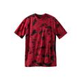 Men's Big & Tall Shrink-Less™ Lightweight Longer-Length Crewneck Pocket T-Shirt by KingSize in Red Marble (Size XL)