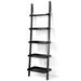 Costway 5-Tier Wall-leaning Ladder Shelf Display Rack for Plants and Books-Black