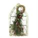 The Holiday Aisle® 29.5" White Window Frame w/ Mixed Pine & Berry Swag Christmas Wall Decoration in Brown/Green | 4 H x 29.5 W x 17.5 D in | Wayfair