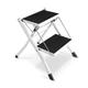 Cocoarm Folding Ladder 2 Step Stool Safety Step Ladder Anti Slip Powder Coated Finish Steel Multi-Purpose Excellent Stability Maximum Load 120kg