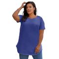 Plus Size Women's Crisscross-Back Ultimate Tunic by Roaman's in Ultra Blue (Size 12) Long Shirt