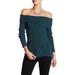 Free People Sweaters | Free People Off The Shoulder Cable Knit Sweater | Color: Green | Size: M