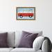 Oliver Gal Transportation Surfing on the Go Red Trucks & Busses - Floater Frame Painting on Canvas in Blue/Red | 10 H x 15 W x 1.5 D in | Wayfair