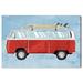 Oliver Gal Transportation Surfing on the Go Red Trucks & Busses - Floater Frame Painting on Canvas in Blue/Red | 20 H x 30 W x 1.5 D in | Wayfair