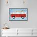 Oliver Gal Transportation Surfing on the Go Red Trucks & Busses - Floater Frame Painting on Canvas in White | 24 H x 36 W x 1.5 D in | Wayfair