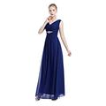 IWEMEK Women's Bridesmaids Formal Chiffon Wedding Prom Dress Spaghetti Strap Sleeveless V-Neck Maxi Dress Girls Cocktail Evening Party Gowns Floor Length A-line Long Maxi Dress Royal Blue UK 8