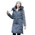 HOMEBABY Womens Down Puffa Jacket with Hood Women Ladies Winter Hooded Padded Coats Down Puffer Quilted Coat Jackets Bubble Coat Overcoat Women's Parka Size 10-20 (UK：16-18, Gray)