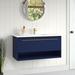 Wade Logan® Anspach 40" Wall-Mounted Single Bathroom Vanity Set Wood/Marble in Blue | 19.7 H x 40 W x 18 D in | Wayfair