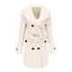 QUINTRA Womens Winter Lapel Wool Coat Trench Jacket Long Sleeve Overcoat Outwear Down Jacket UK 10-22 (10, White)