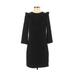 H&M Casual Dress - Shift Crew Neck 3/4 Sleeve: Black Solid Dresses - Women's Size 4