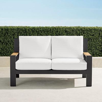 Calhoun Loveseat with Cushions in Matte Black Aluminum - Standard, Aruba - Frontgate