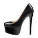Only maker Women's Stilettos Platform High Heel Slim Heeled Pumps Patent Leather Round Toe Super High Heels Dancing Club Prom Dress Black Size 11