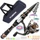 PLUSINNO Fishing Rod and Reel Combos, Toray 24-Ton Carbon Matrix Telescopic Fishing Rod, 12 +1 Shielded Bearings Stainless Steel BB Spinning Reel