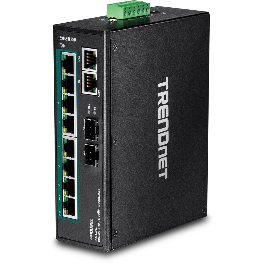 TRENDnet TI-PG102 10Port DIN-Rail Switch Industrial Gigabit PoE+ Image