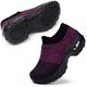 STQ Womens Walking Shoes Slip on Nursing Shoes Air Cushion Wide Fit Wedge Platform Loafers Shoes Outdoor Running Trainers Sneakers , Purple Black Purple, 7 UK