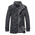 HARRYSTORE Mens Vintage Sherpa Lined Button Winter Jacket Coat Warm Fashion Luxury Real Suede Leather Fur Lamb Wool Lining Outdoor Windproof Parka Bomber Biker Dark Gray