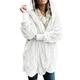 GOSOPIN Cozy Warm Fluffy Fleece Jacket Women Hooded Cardigan with Pocket Open Front Coat Outerwear with Pocket White Plus Size UK 20 22