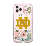 Pink Notre Dame Fighting Irish Team Floral Clear Armor Phone Case
