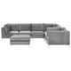 Modulares Sofa mit Ottomane linksseitig Grau Polsterbezug aus Samtstoff mit Metallgestell Silber Wohnzimmer Salon Möbel