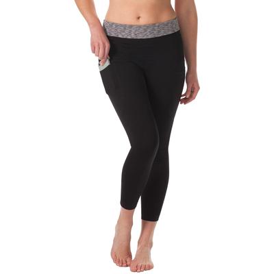 Plus Size Women's Luxe Body Control Top Leggings by Leading Lady in Jet Black Heather Grey (Size XL)