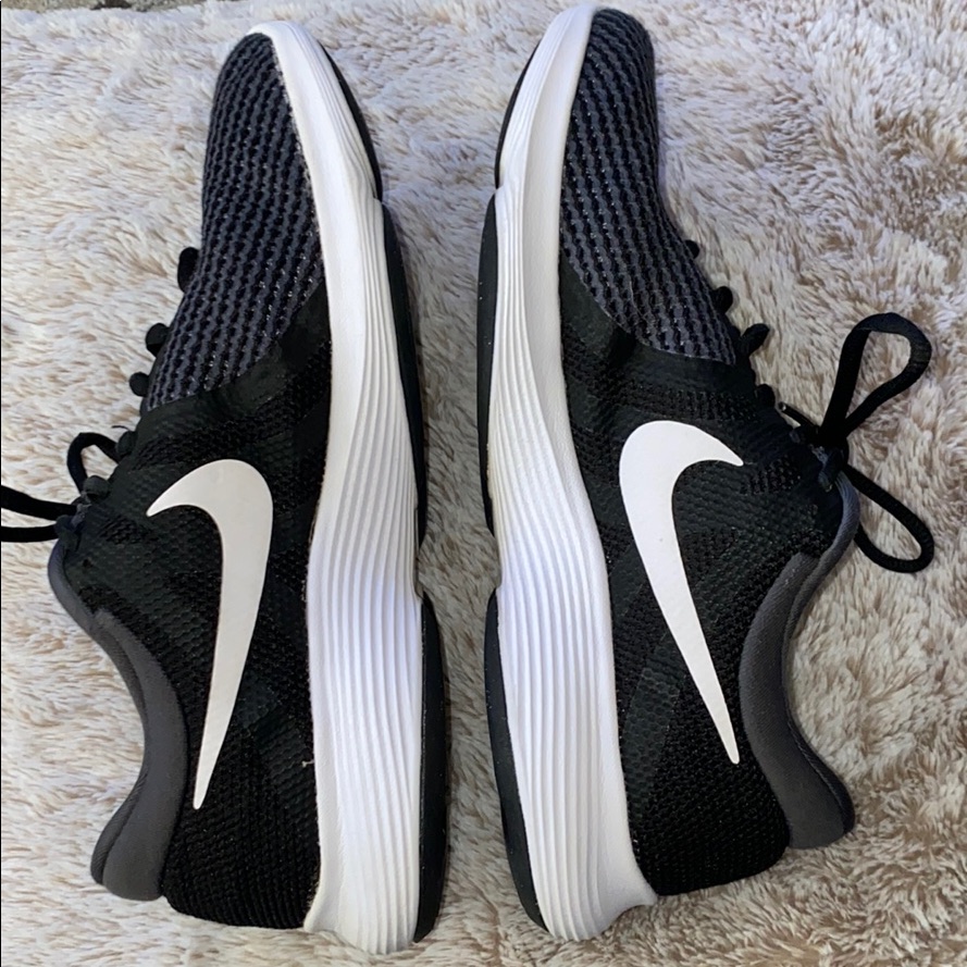 Nike Shoes | 2/$50 Nike Sneakers. Black With White Nike Symbol. | Color: Black/White | Size: 9.5