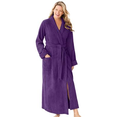 Plus Size Women's Long Terry Robe by Dreams & Co. in Rich Violet (Size 2X)