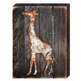 Designocracy Giraffe Decorative Shabby Elegance Rustic Wooden Board Wall Décor in Brown/Red/White | 8 H x 6 W x 1.5 D in | Wayfair 98231-08