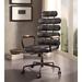 17 Stories Demetra Genuine Leather Task Chair Upholstered/Metal in Gray/Brown | 45 H x 22 W x 27 D in | Wayfair AA14DFF1D0244885B82570F129F7A1AA