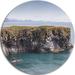 Design Art 'Huge Rock in Coastline Panorama' Photographic Print on Metal in Blue/Gray/Green | 36 H x 36 W x 1 D in | Wayfair MT11164-C23