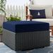 Wade Logan® Stopover Outdoor Patio Sunbrella Ottoman Metal/Fabric | 17.5 H x 25 W x 25 D in | Wayfair FCBF3EA1354B4F719BD5399D7D7C64FD