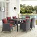 Wade Logan® Stopover 7 Piece Outdoor Patio Sunbrella Dining Set Glass | 29.5 H x 59 W x 39.5 D in | Wayfair 89C1047EE1944E578A44C3F9DF901178