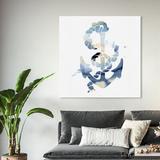 Breakwater Bay Watercolor Anchor Painting Print on Wrapped Canvas Canvas, Wood in Blue/White | 12 H x 12 W x 2 D in | Wayfair BRWT5301 32010279