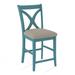 Braxton Culler Hues Bar & Counter Stool Wood/Upholstered in Gray/Blue/White | 45 H x 21 W x 22 D in | Wayfair 1064-012/0851-73/HARBORBLUE