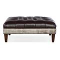 Bradington-Young XL Fair-N-Square 42.5" Wide Genuine Leather Tufted Square Cocktail Ottoman in Gray | 17.5 H x 42.5 W x 42.5 D in | Wayfair