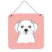 Caroline's Treasures Checkerboard Pink Maltese Painting Print Plaque Metal in Green/Pink/White | 6 H x 6 W x 0.02 D in | Wayfair BB1208DS66