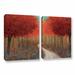 Darby Home Co Forest Pathway 2 Piece Painting Print on Wrapped Canvas Set Canvas in Brown/Green/Red | 18 H x 28 W x 2 D in | Wayfair