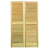 Cedar Green Solid Wood Louvered Shutter Pair Wood in Brown/Green | 51 H x 15 W x 3 D in | Wayfair LL51