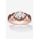 Women's Rose Gold-Plated Silver Ring Cubic Zirconia by PalmBeach Jewelry in Rose (Size 10)