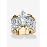 Women's Yellow Gold Plated Cubic Zirconia and Round Crystals Cocktail Ring by PalmBeach Jewelry in Gold (Size 7)