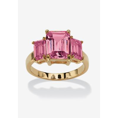 Women's Yellow Gold-Plated Simulated Emerald Cut Birthstone Ring by PalmBeach Jewelry in October (Size 8)