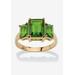 Women's Yellow Gold-Plated Simulated Emerald Cut Birthstone Ring by PalmBeach Jewelry in August (Size 5)