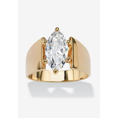 Women's Yellow Gold Plated Cubic Zirconia Solitaire Engagement Ring by PalmBeach Jewelry in Gold (Size 5)