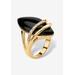Women's 18K Gold Black Onyx & Cubic Zirconia Ring by PalmBeach Jewelry in Gold (Size 8)
