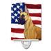 Caroline's Treasures USA American Flag w/ Fox Terrier Ceramic Night Light Ceramic in Red | 6 H x 4 W x 3 D in | Wayfair LH9025CNL