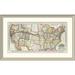 East Urban Home 'New Map of the American Overland Route, 1879' Framed Print Paper in Gray/Pink/Yellow | 19 H x 30 W x 1.5 D in | Wayfair