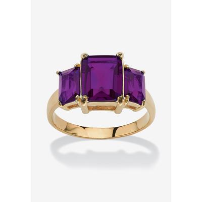 Women's Yellow Gold-Plated Simulated Emerald Cut Birthstone Ring by PalmBeach Jewelry in February (Size 6)