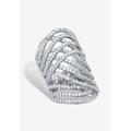 Women's Platinum-Plated Cubic Zirconia Crossover Ring by PalmBeach Jewelry in White (Size 6)