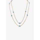 Women's Gold Tone Endless 48" Necklace with Princess Cut Birthstone by PalmBeach Jewelry in March