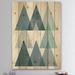East Urban Home Minimal Triangles IV Blue - Mid-Century Modern Print on Natural Pine Wood in Blue/Brown/Green | 20 H x 12 W x 1 D in | Wayfair